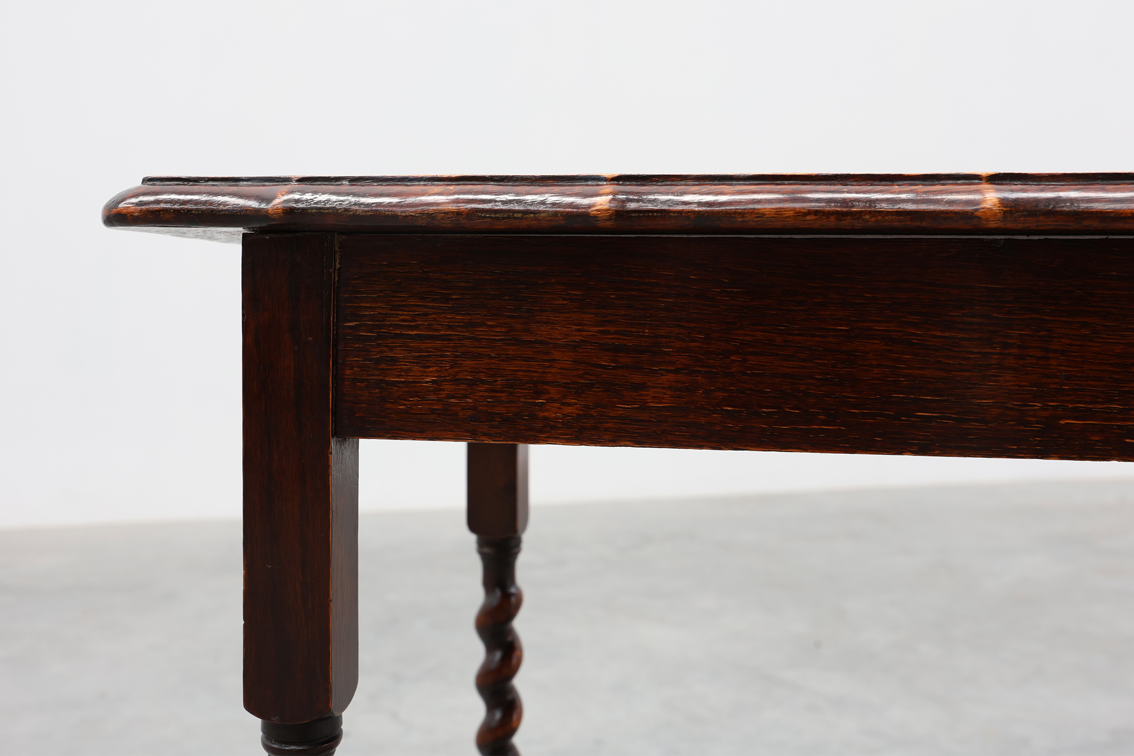 English Oak Barley Twist Side Table with Shaped Top, circa 1900thumbnail